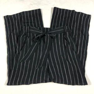 Wilfred Womens Small Black Pinstripe Tie Waist Crop Trouser Goucho Slacks Pants